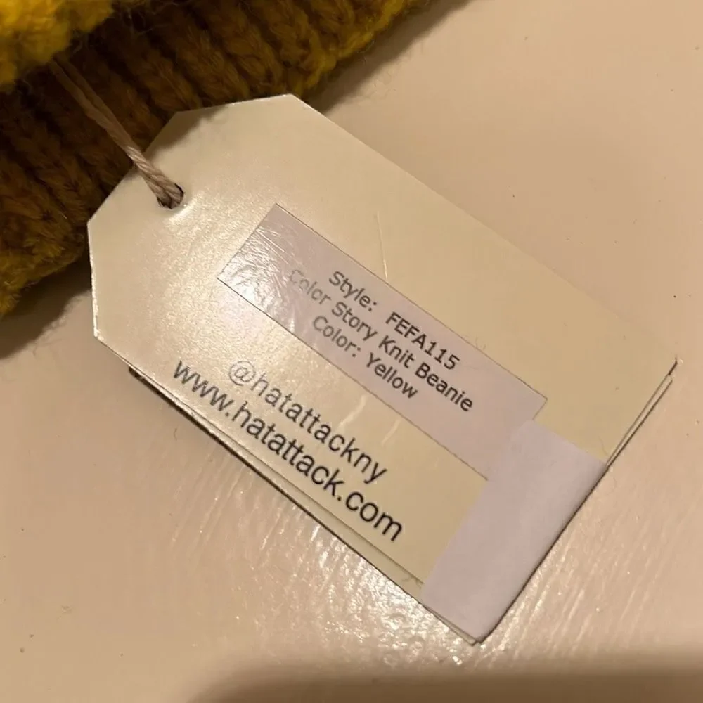 Hat Attack Womens Color Story Knit Beanie Ribbed Cuffed Yellow FEFA115 NWT